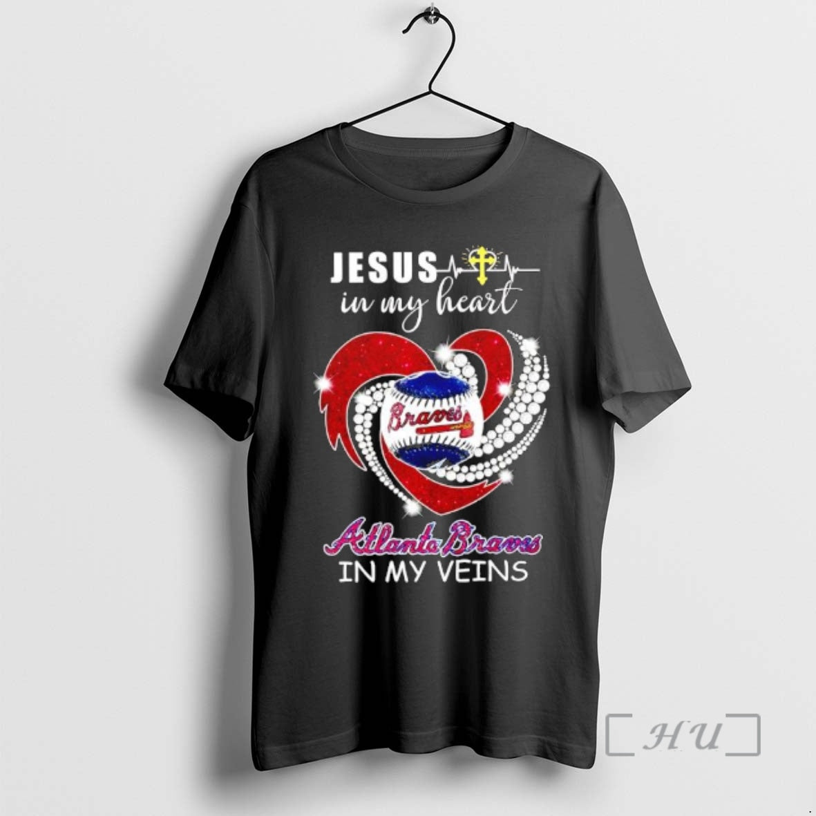 Officials Jesus In My Heart Atlanta Braves In My Veins T-Shirts, Hoodie, Sweatshirt | TeeBloomCo.com