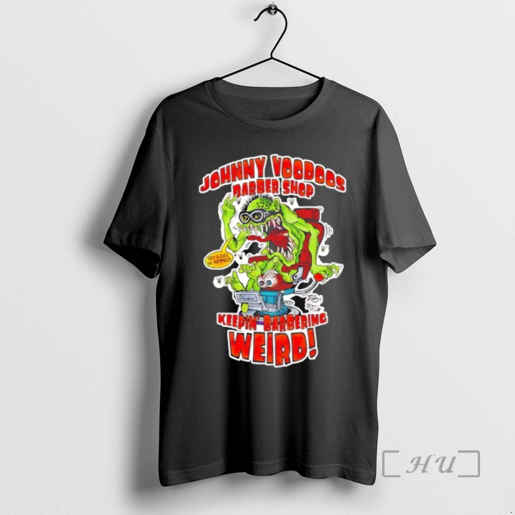 Officials Johnny Voodoos Barber Shop Get A Cut N Hippin Keepin Barbering Weird Zombie Goat T-Shirts, Hoodie, Sweatshirt