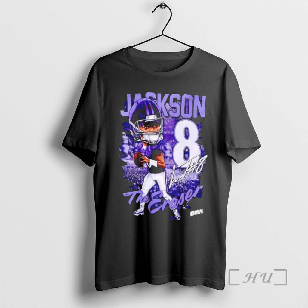 Officials Lamar Jackson The Eraser Number 8 Signature Caricature T-Shirts, Hoodie, Sweatshirt | TeeBloomCo.com