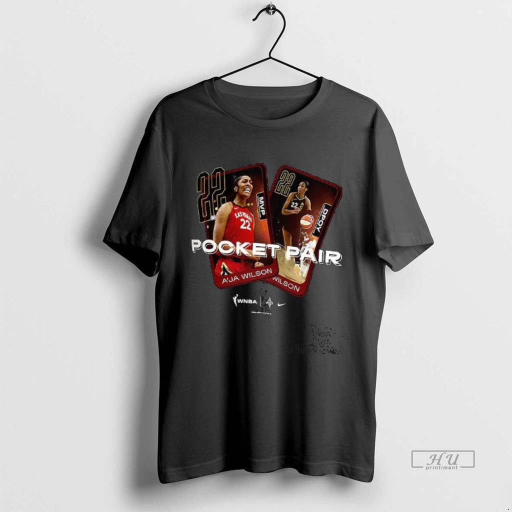 Officials Las Vegas Aces Aja Wilson Pocket Pair Tee Shirt Sweater