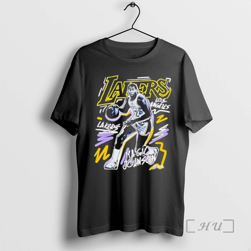Officials Magic Johnson Los Angeles Lakers Nba Chalked Up Retro T-Shirts, Hoodie, Sweatshirt | TeeBloomCo.com