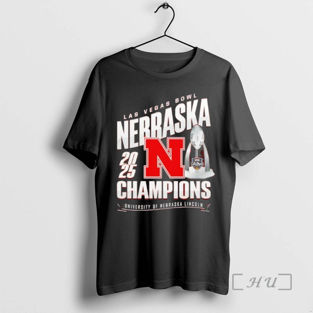 Officials Nebraska Cornhuskers 2025 Las Vegas Bowl Champions Trophy T-Shirts, Hoodie, Sweatshirt | TeeBloomCo.com