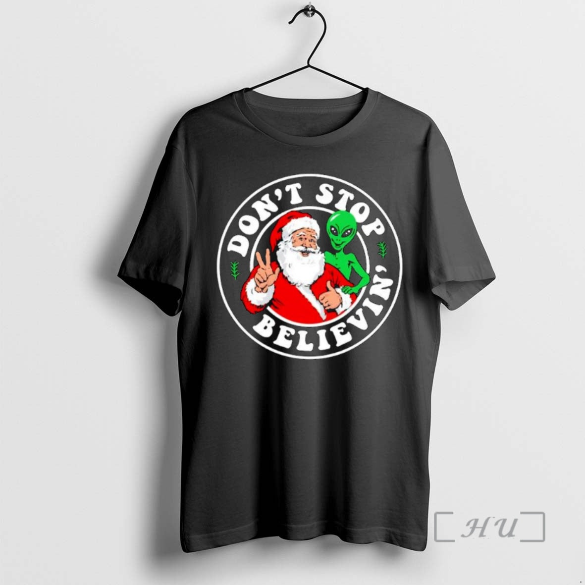 Officials Santa And Alien Dont Stop Believin Ornaments T-Shirts, Hoodie, Sweatshirt | TeeBloomCo.com