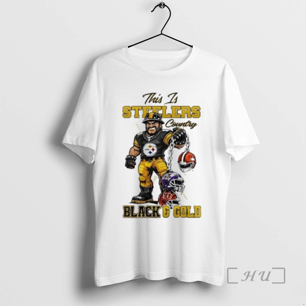 Officials Steelers Afc North Champions 2025 Mascot Black And Gold T-Shirts, Hoodie, Sweatshirt | TeeBloomCo.com