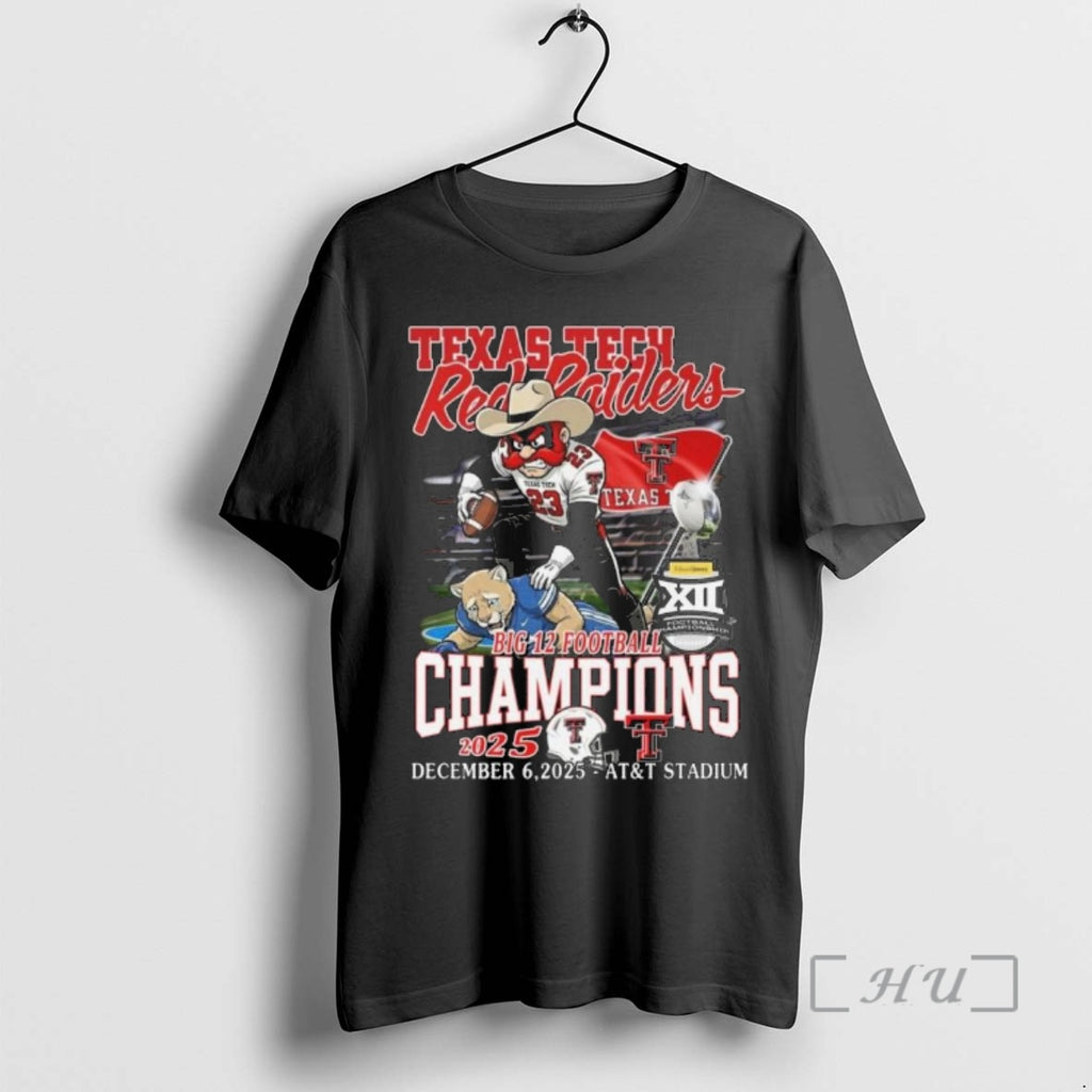 Officials Texas Tech Red Raiders Beat Byu Cougars 2025 Big 12 Football Champions Mascot Premium T-Shirts, Hoodie, Sweatshirt