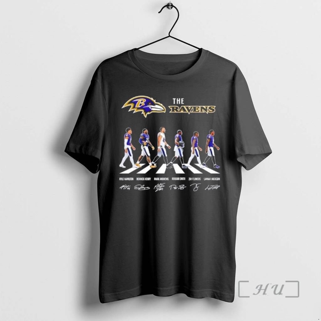 Officials The Baltimore Ravens Kyle Hamilton Derrick Henry And Players Abbey Road Signatures Premium T-Shirts, Hoodie,...