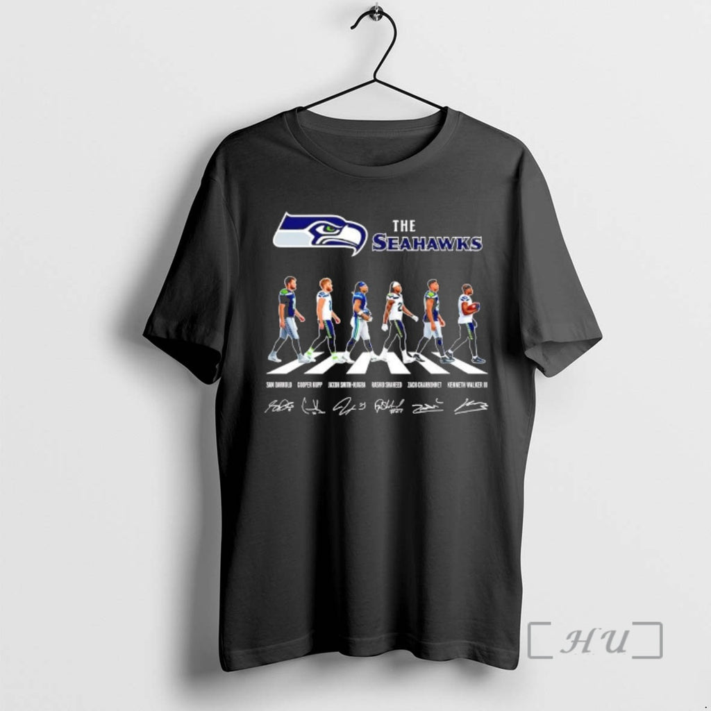 Officials The Seahawks Players Name And Signature Abbey Road T-Shirts, Hoodie, Sweatshirt | TeeBloomCo.com
