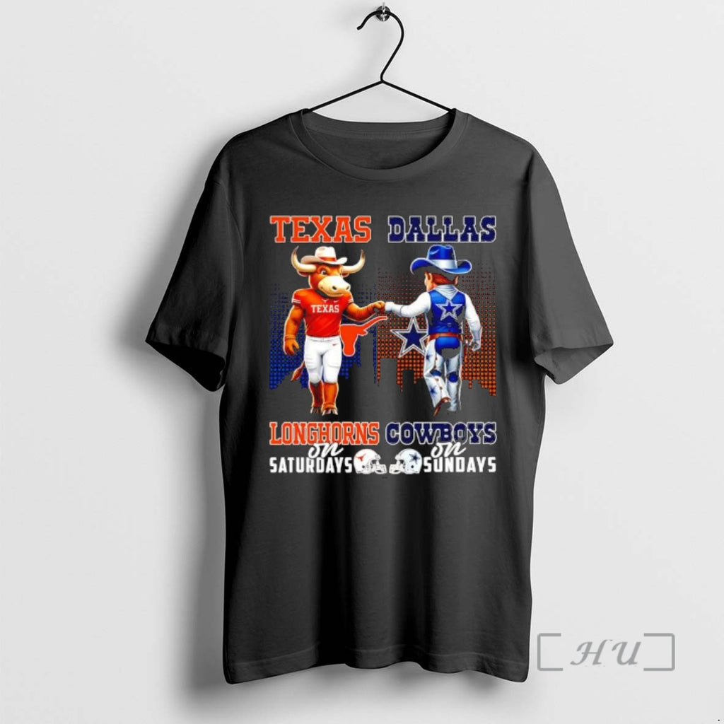 Officials The Texas Longhorns On Saturdays And Dallas Cowboys On Sundays Mascots Logos Premium T-Shirts, Hoodie, Sweatshirt