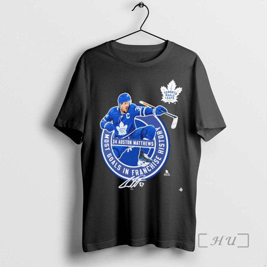 Officials Toronto Maple Leafs Auston Matthews Most Goals In Franchise History Signature Premium T Shirts Hoodie, Sweatshirt
