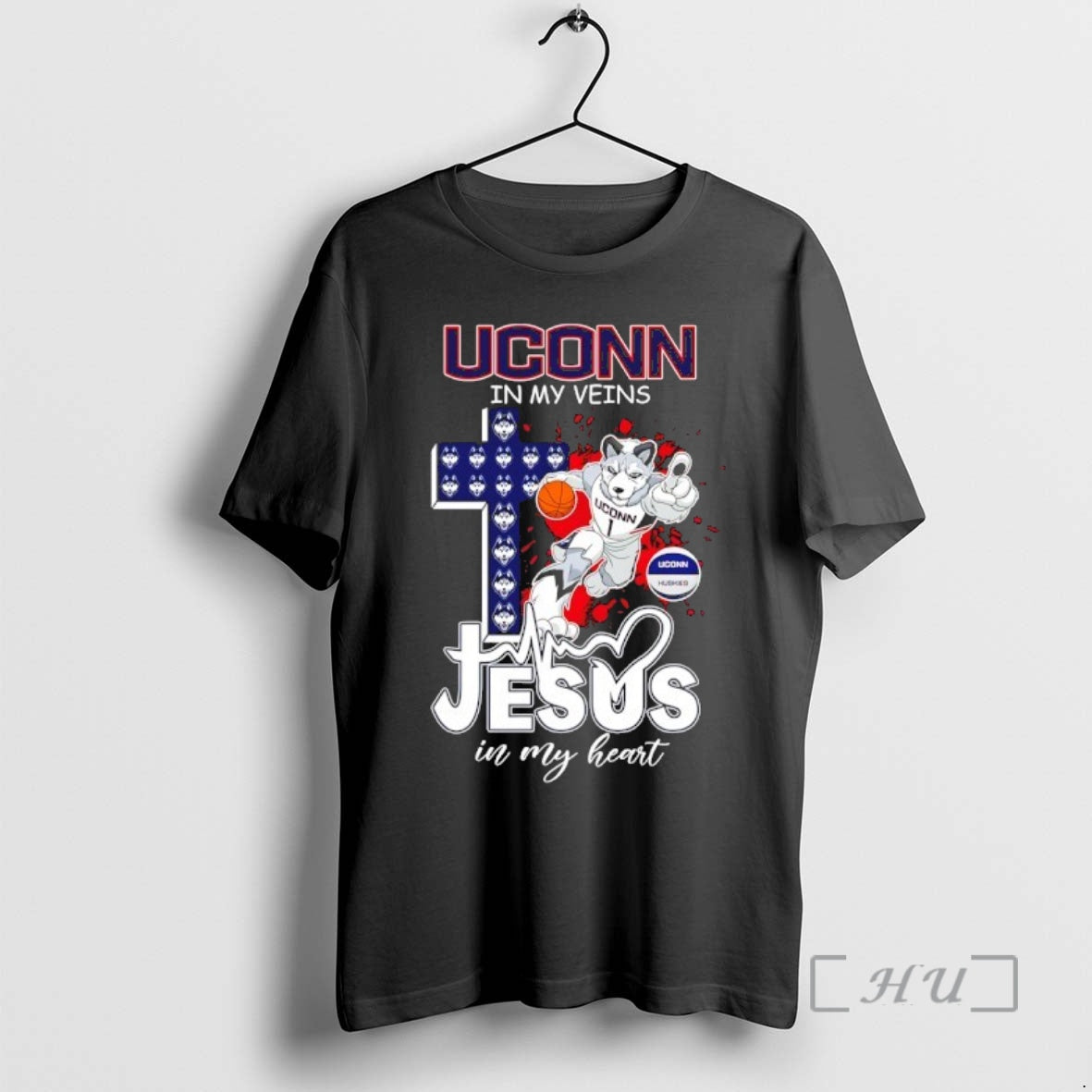 Officials Uconn Huskies In My Veins Jesus In My Heart Cross Mascot Premium T Shirts Hoodie, Sweatshirt | TeeBloomCo.com