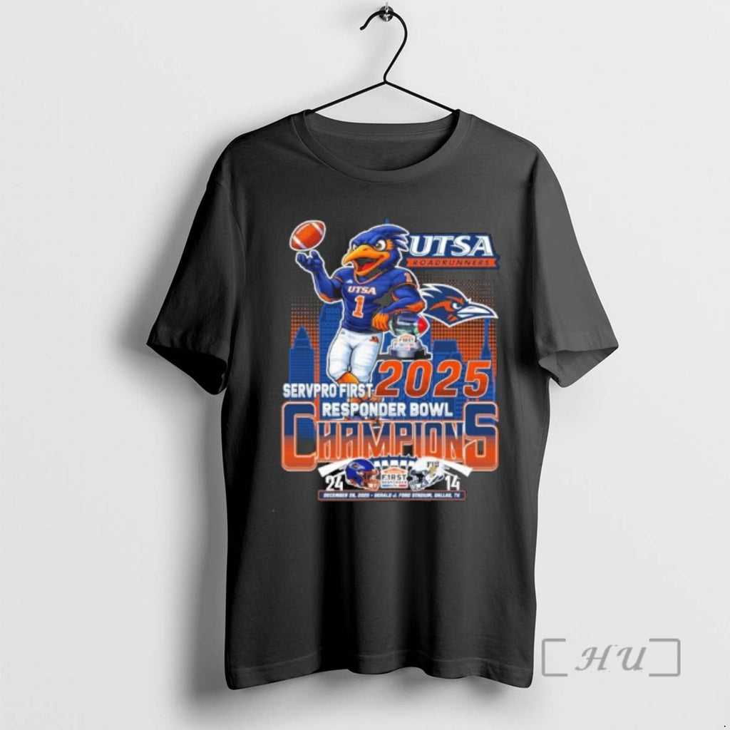 Officials Utsa Roadrunners Mascot 2025 Responder Bowl Champions T-Shirts, Hoodie, Sweatshirt | TeeBloomCo.com