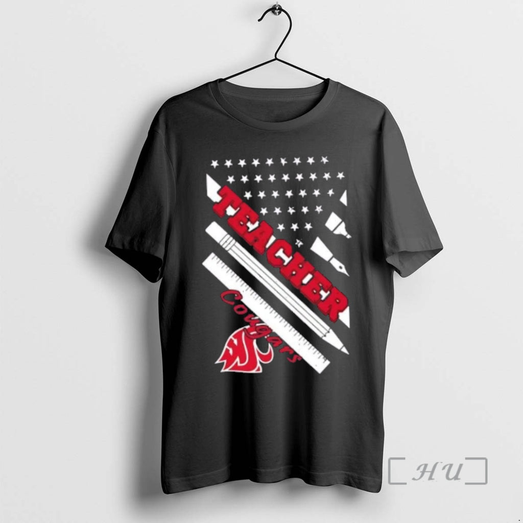 Officials Washington State Cougars X Teacher American Flag T-Shirts, Hoodie, Sweatshirt | TeeBloomCo.com