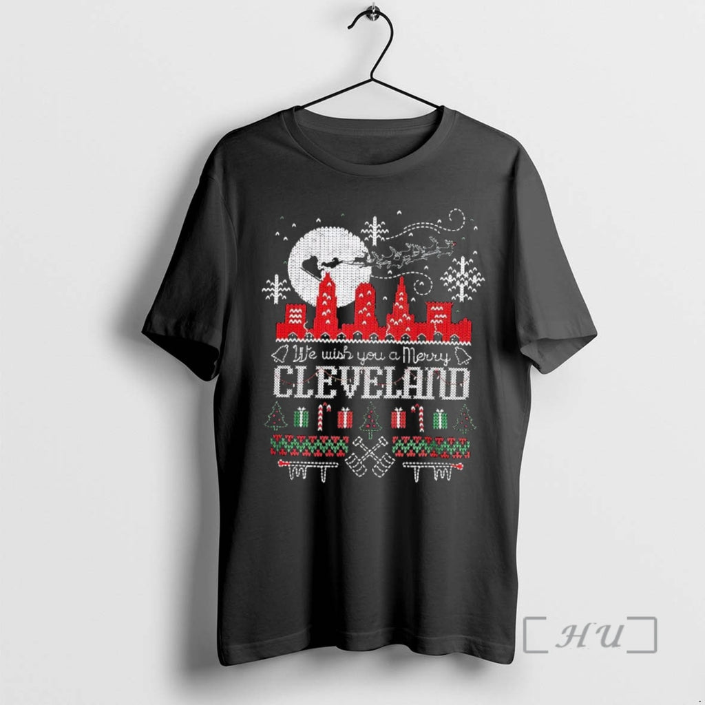 Officials We Wish You A Merry Cleveland Skyline Ugly Christmas T-Shirts, Hoodie, Sweatshirt | TeeBloomCo.com