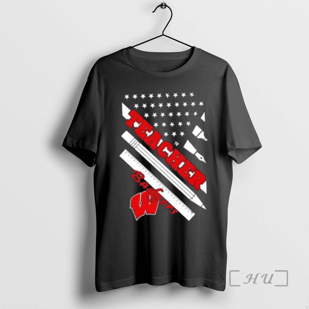 Officials Wisconsin Badgers X Teacher American Flag T-Shirts, Hoodie, Sweatshirt | TeeBloomCo.com
