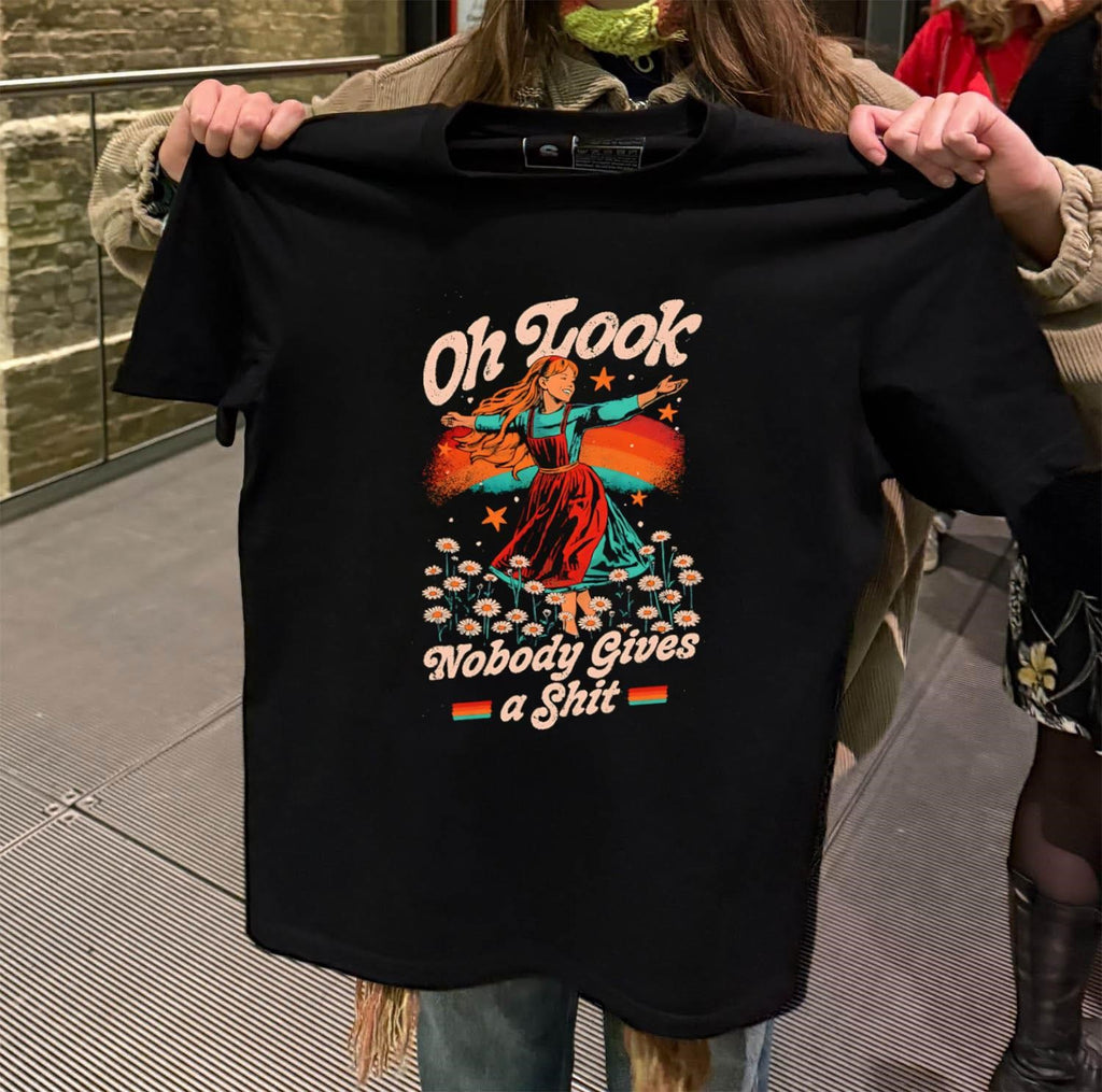 Oh Look Nobody Gives A Shit Vintage Rainbow Girl shirt