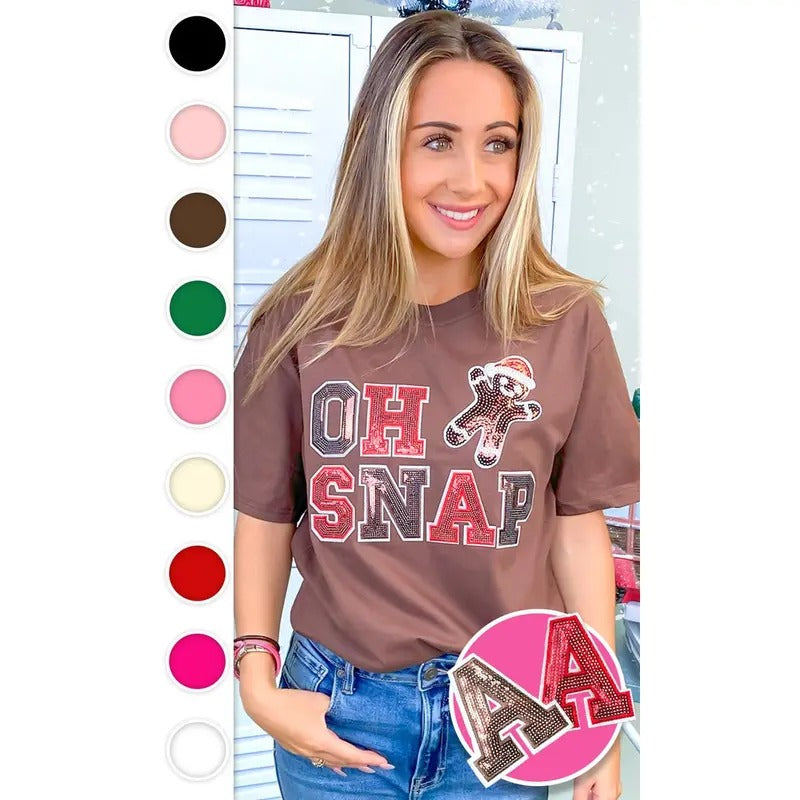 Oh Snap Fun Sequin Christmas Graphic T-Shirt Hoodie, Sweatshirt | TeeBloomCo.com