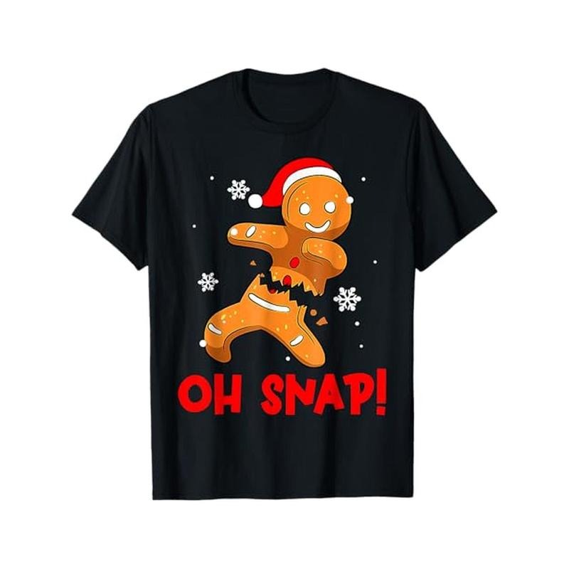 Oh Snap Gingerbread Man Merry Christmas Pajama Xmas T-Shirt, 100% Cotton, Gifts for Men Dad Husband Grandpa, S-XXXL,...