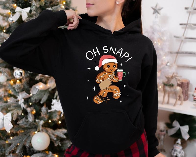 Oh Snap Gingerbread Sweatshirt, Christmas Hoodie, Christmas Cookie Sweatshirt, Sparkly Christmas Hoodie, Funny Christmas...