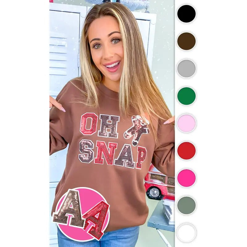 Oh Snap Sequin Christmas Graphic Sweatshirt T-Shirts, Hoodie | TeeBloomCo.com