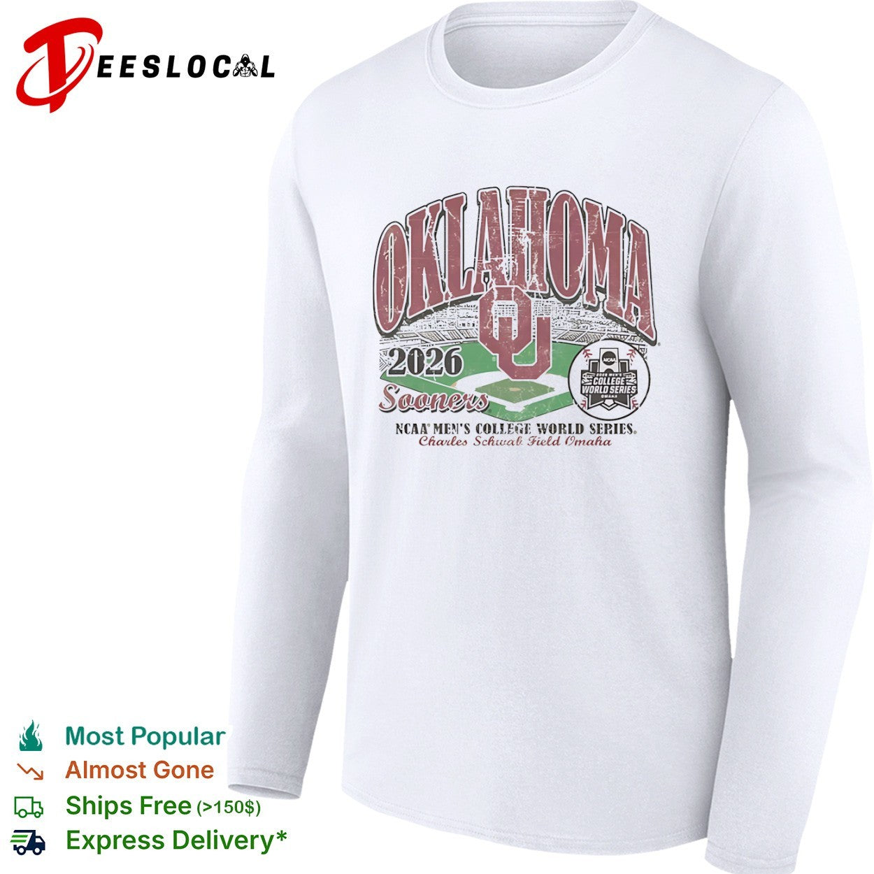 Oklahoma Sooners stadium 2026 NCAA Mens College World Series Charles Schwab Field Omaha shirt