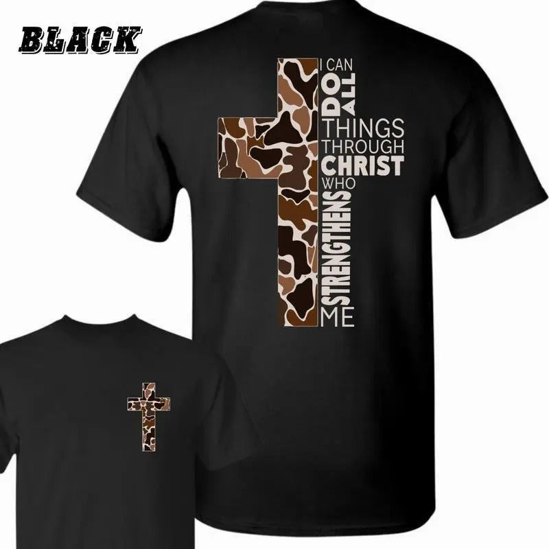 Old School Camo I Can Do All Things Through Christ T-Shirt Graphic Hoodie, Sweatshirt | TeeBloomCo.com