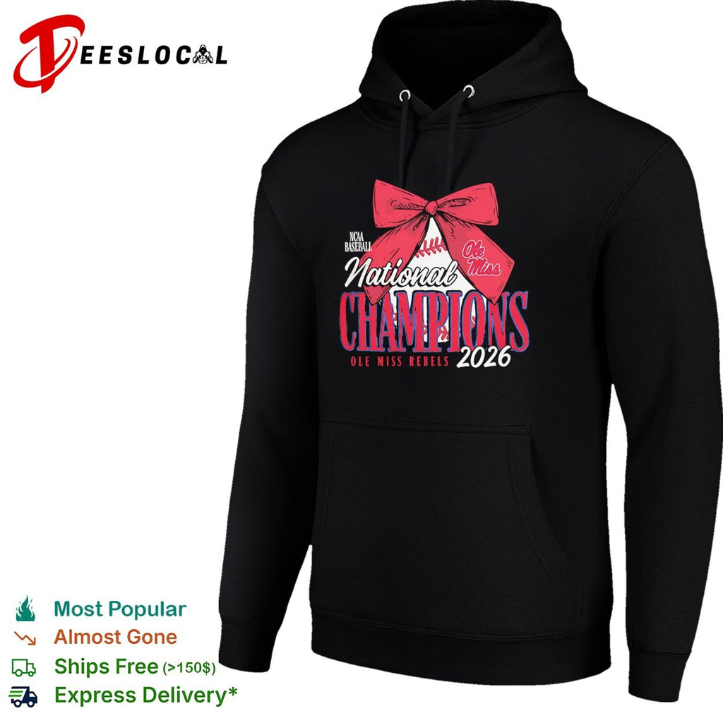 Ole Miss Rebels 2026 NCAA Baseball National Champions bow on baseball shirt