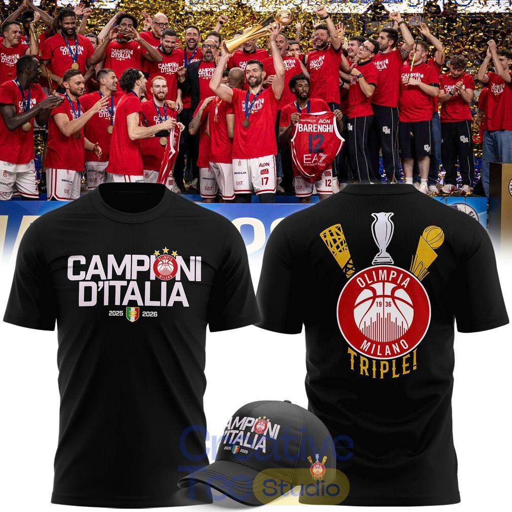 Olimpia Milano 2026 Italian Champions Black T-Shirt