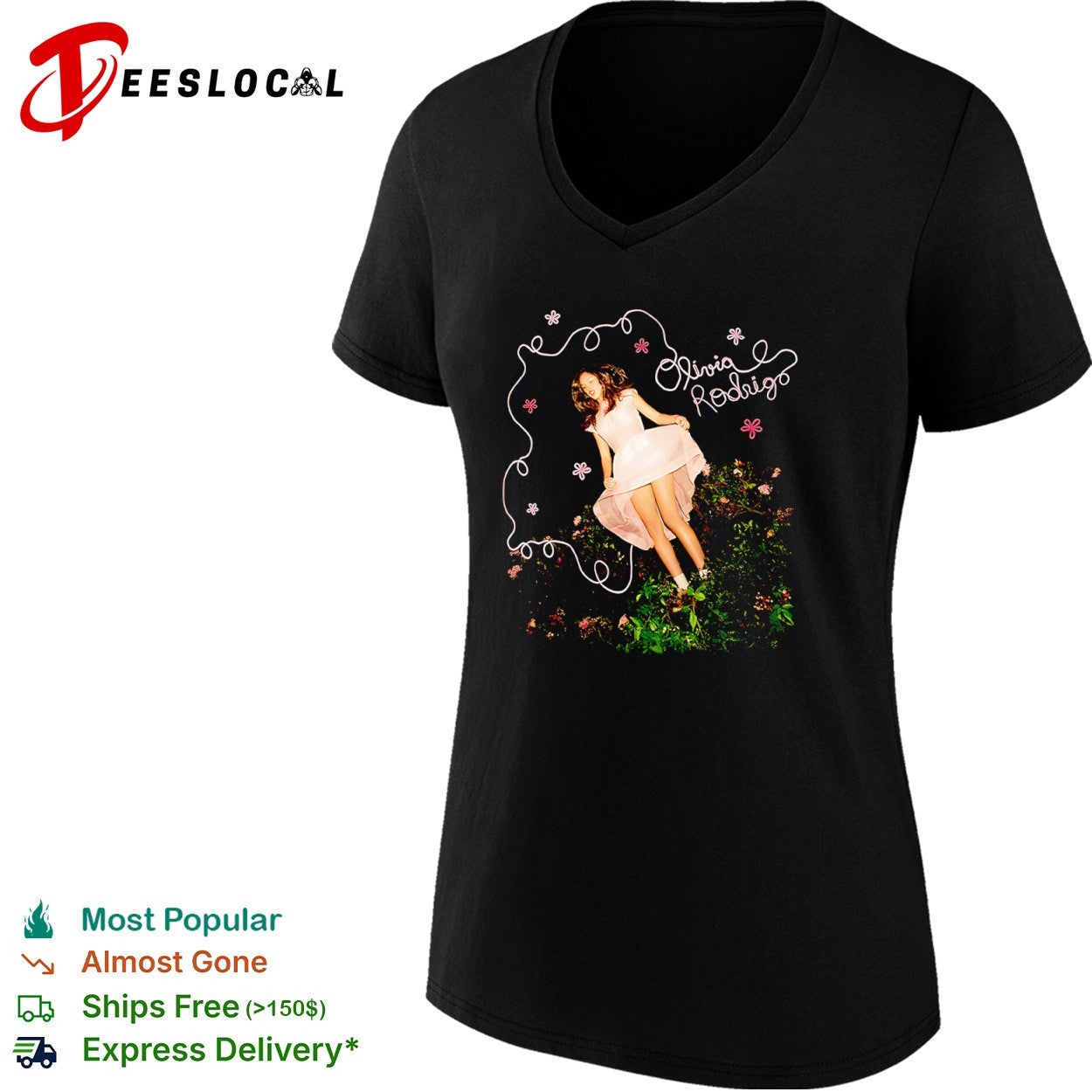 Olivia Rodrigo floral script shirt