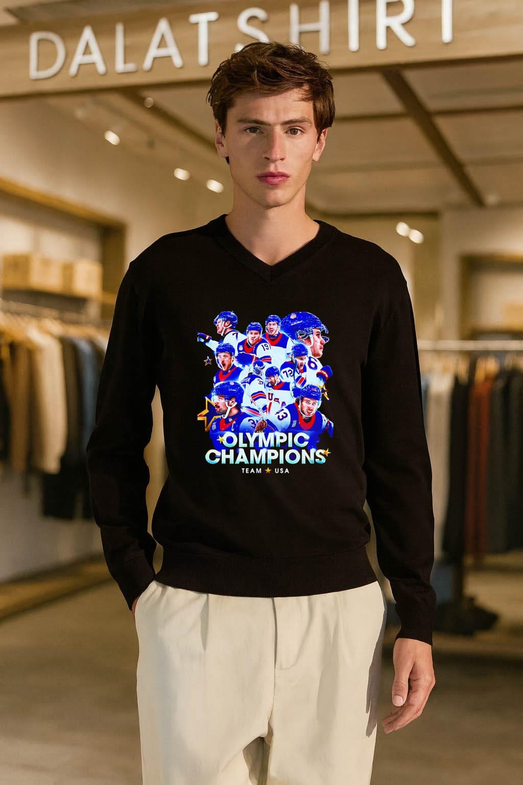 Olympic Champions Team USA ice hockey players graphic shirt