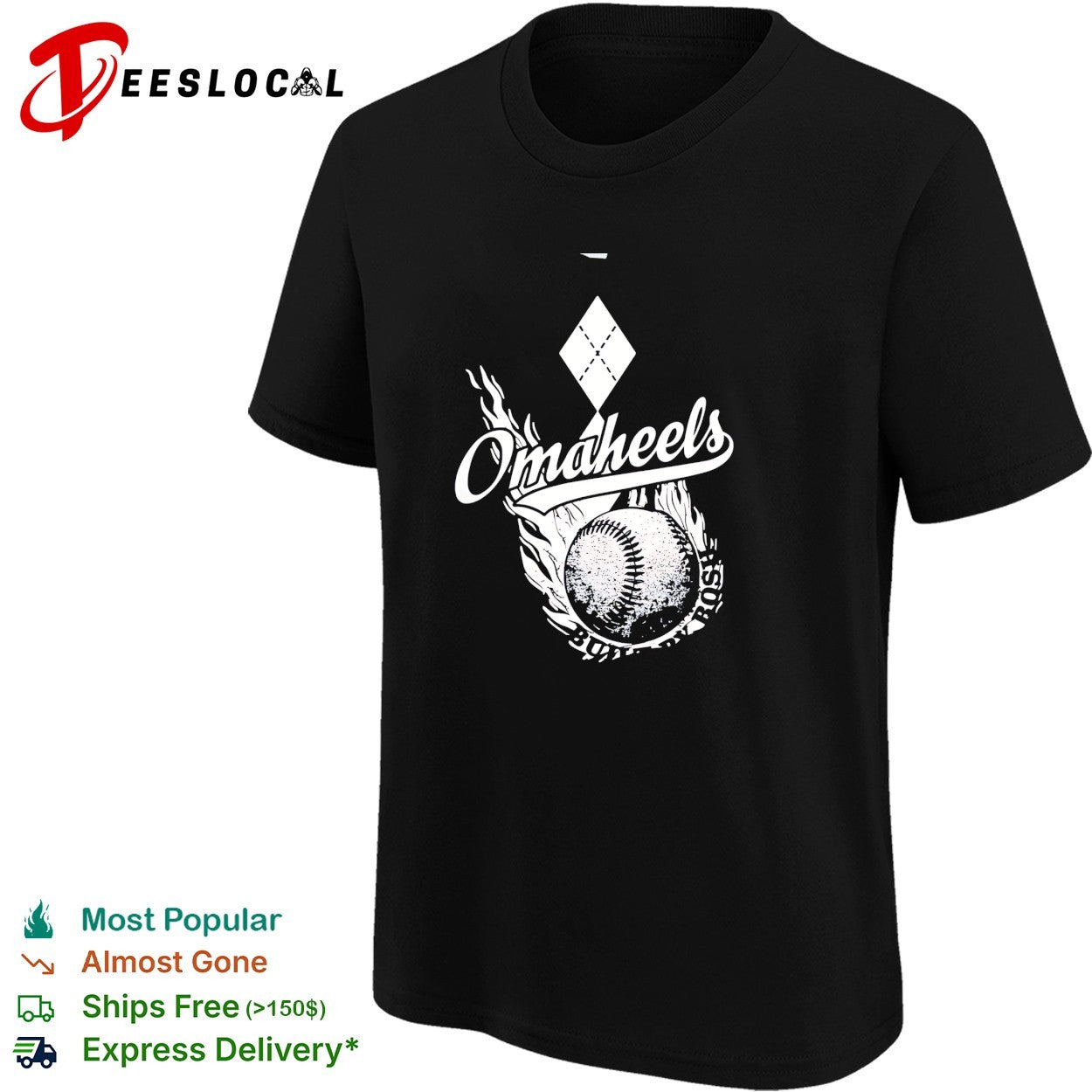 Omaheels North Carolina baseball flame graphic College World Series shirt