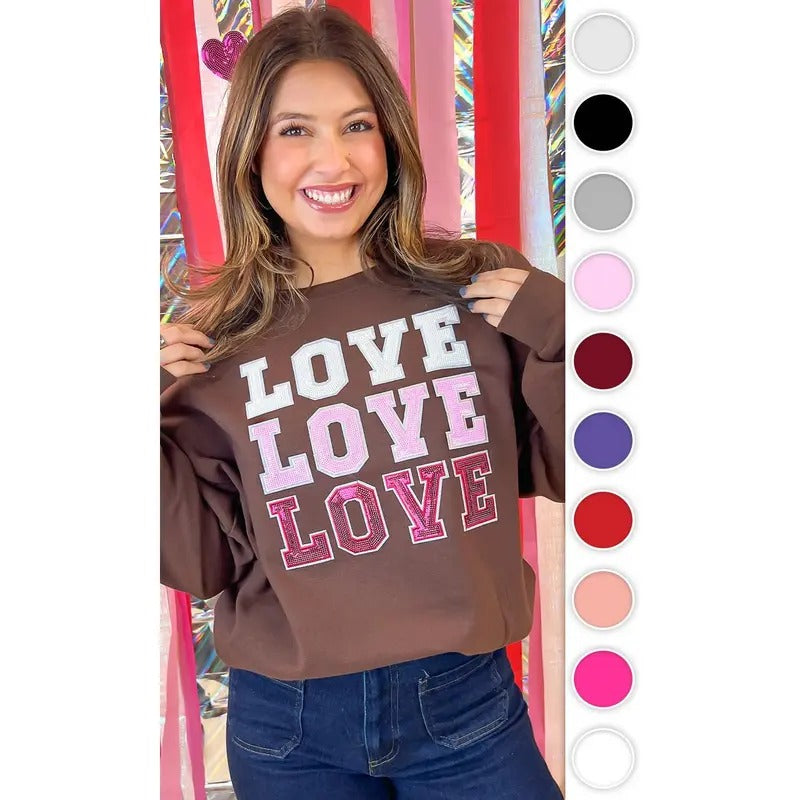 Ombre Sequin Love Valentines Graphic Sweatshirt T-Shirts, Hoodie | TeeBloomCo.com