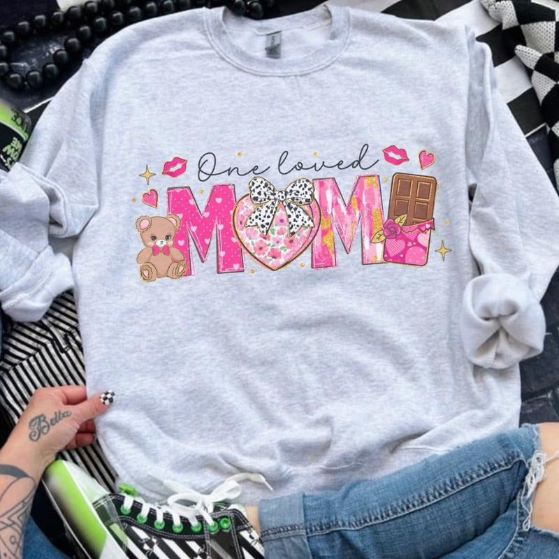 One Loved Mama Valentine Day Sweatshirt - Ash Grey - Sublimation - Unisex Jersey Sweatshirt T-Shirts, Hoodie | TeeBloomCo.com