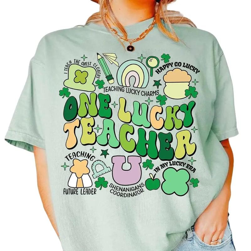 One Lucky Teacher T-Shirt, Teacher Lucky Charm Patricks Day Shirt, St Patrick's Day Tee, Shamrock Teacher Shirt, Gift For...