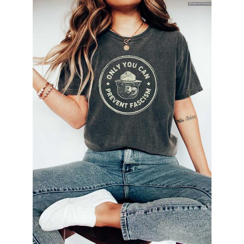 Only You Can Prevent Fascism National Park Bear Shirt, Anti #Trurmp Tee, FDT Progressive Liberal Funny Political Gift ,...