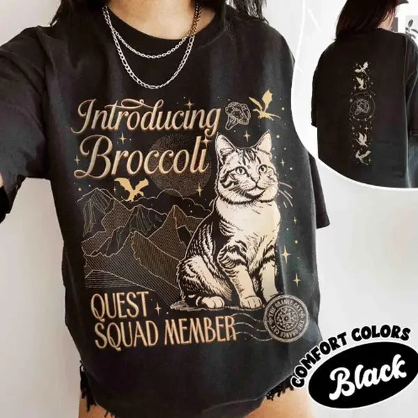 Onyx Storm Broccoli Cat  Shirt, The Quest Squad Fourth Wing Series T Shirt For Fan, Dragon Rider Ridoc Gamlyn Tee,...