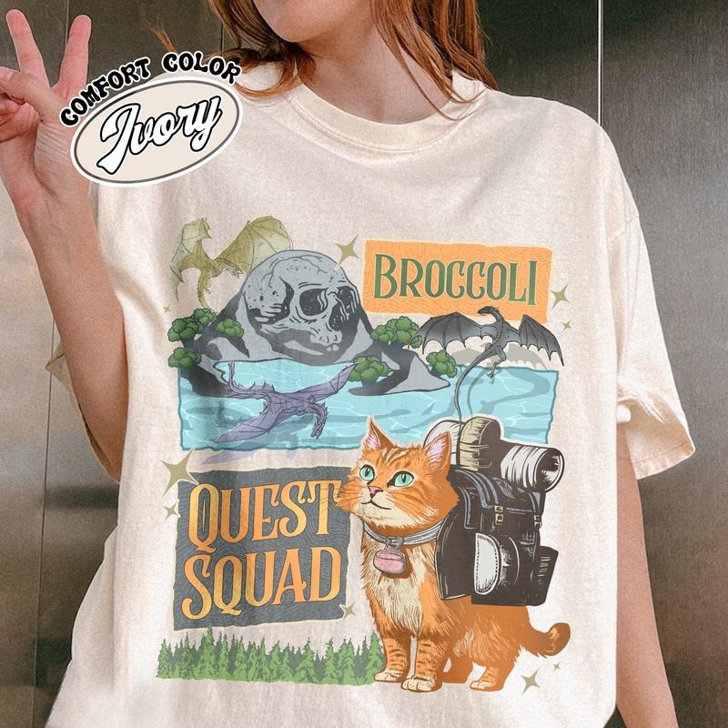 Onyx Storm Quest Squad Broccoli Shirt, Fourth Wing Merch Xaden Riorson Shirt, Romantasy Fan Shirt, Dragon Rider Shirt,...