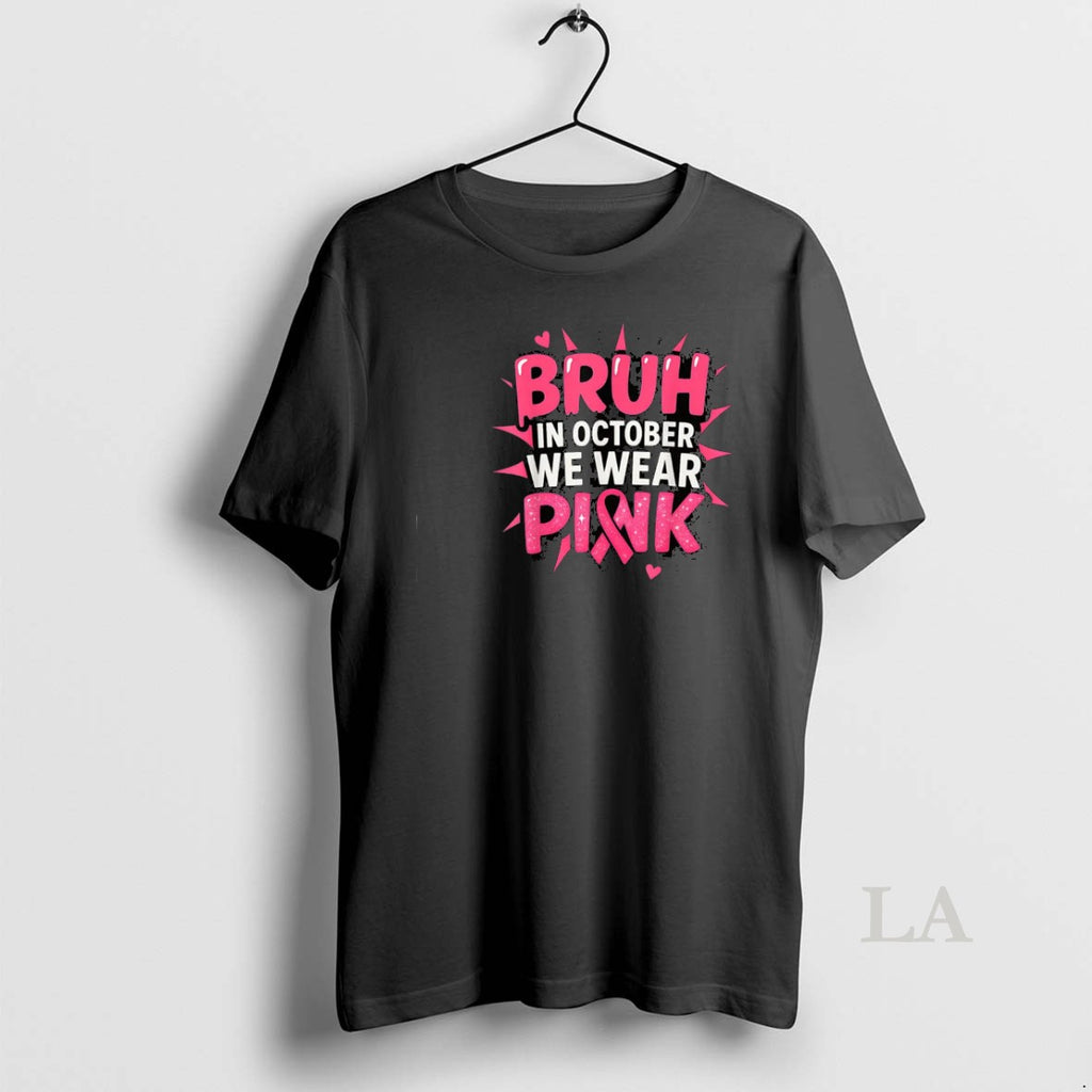 Original Breast Cancer Awareness Kids Boys Bruh In October Wear Pink