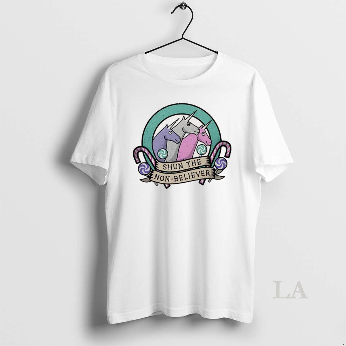 Original Charlie The Unicorn Shun The Non Believer Candy Cane Cartoon T-Shirts, Hoodie, Sweatshirt | TeeBloomCo.com