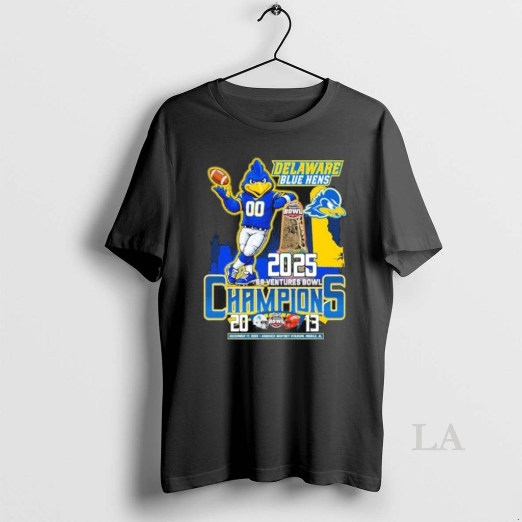 Original Delaware Blue Hens Mascot 2025 68 Ventures Bowl Champions Score T-Shirts, Hoodie, Sweatshirt | TeeBloomCo.com