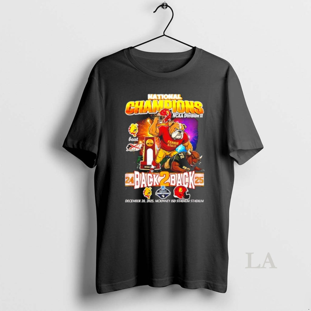 Original Ferris State Back To Back 2025 National Champions Mascot T-Shirts, Hoodie, Sweatshirt | TeeBloomCo.com