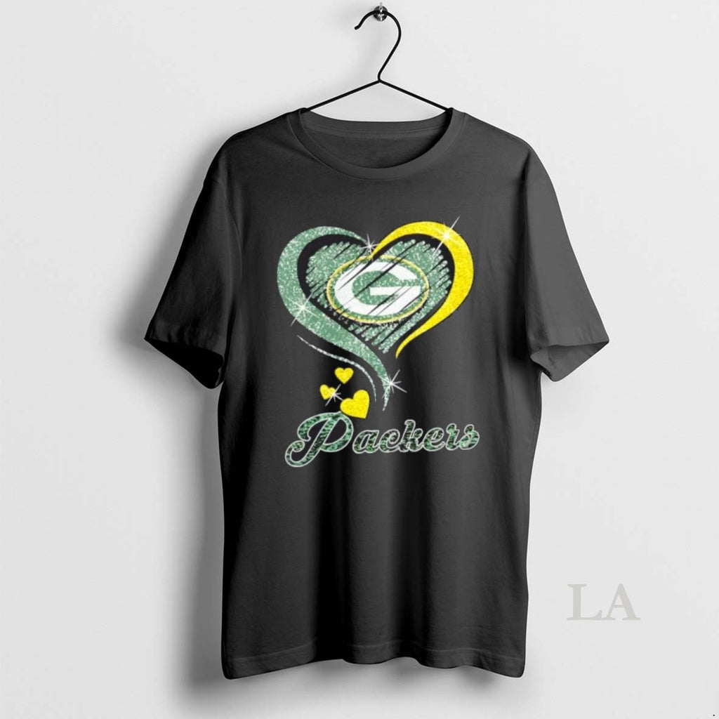 Original Green Bay Packers Football In Glitter Heart Fans T-Shirts, Hoodie, Sweatshirt | TeeBloomCo.com