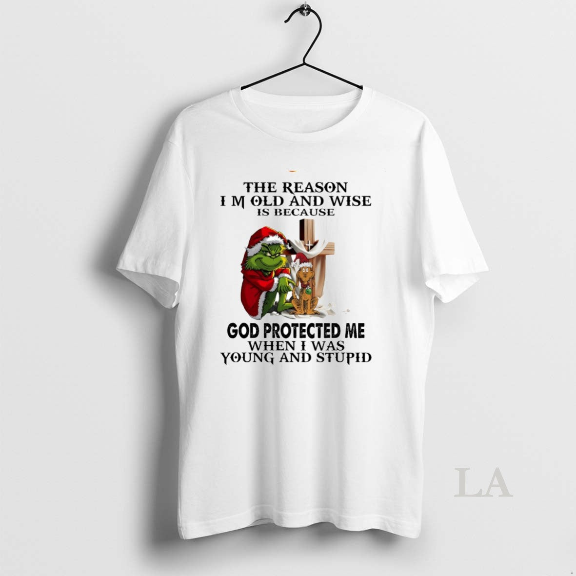 Original Grinch And Max Dog God Protected Me When I Was Young And Stupid Circle T-Shirts, Hoodie, Sweatshirt | TeeBloomCo.com