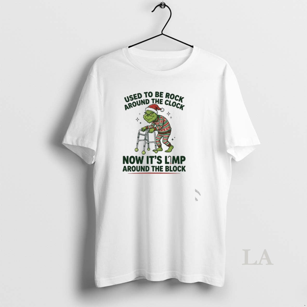 Original Grinch Used To Be Rock Around The Clock Now Its Limp Around The Block T-Shirts, Hoodie, Sweatshirt | TeeBloomCo.com
