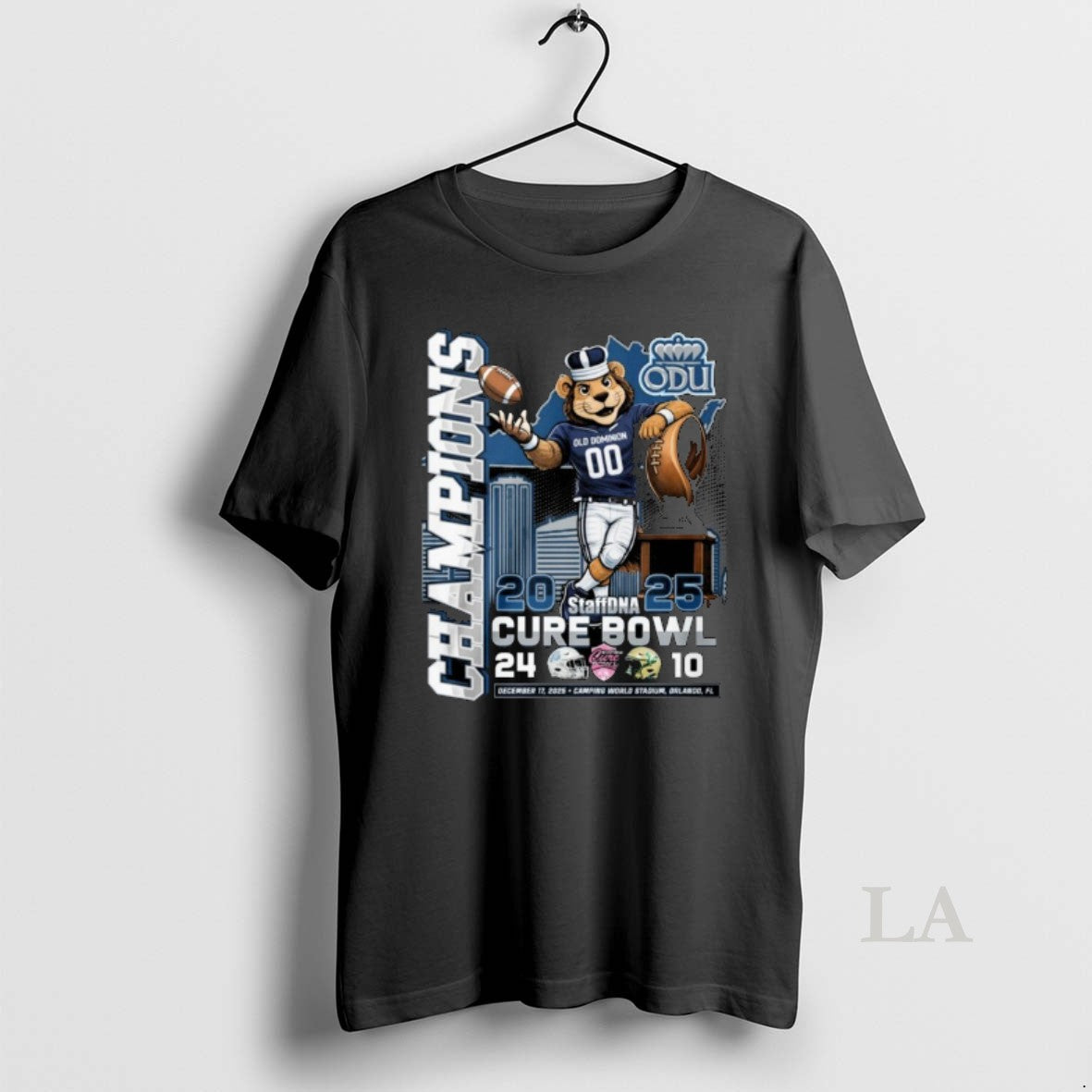 Original Old Dominion Monarchs 2025 Staffdna Cure Bowl Champions Mascot T-Shirts, Hoodie, Sweatshirt | TeeBloomCo.com