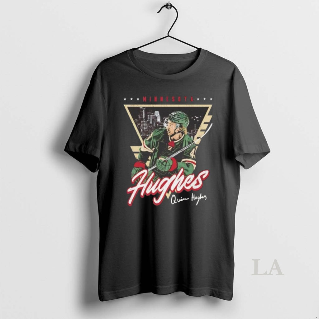 Original Quinn Hughes Triangle Signature Minnesota Wild T-Shirts, Hoodie, Sweatshirt | TeeBloomCo.com