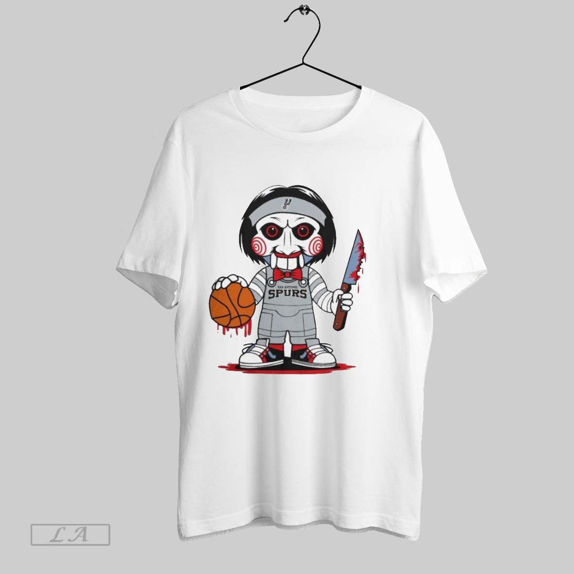 Original San Antonio Spurs Halloween Jigsaw Saw Horror Basketball Tee (1)