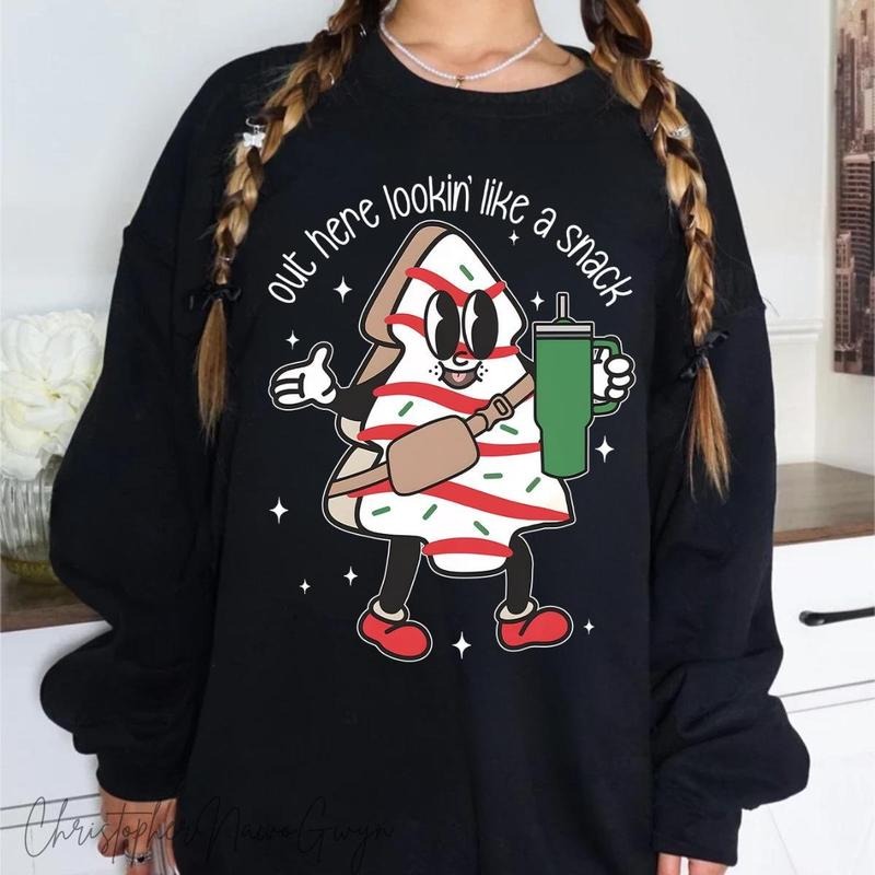 Out Here Lookin Like A Snack Christmas Shirt, Christmas Cake Shirt, Tree Cake Shirt, Xmas Holiday Shirt Hoodie, Sweatshirt