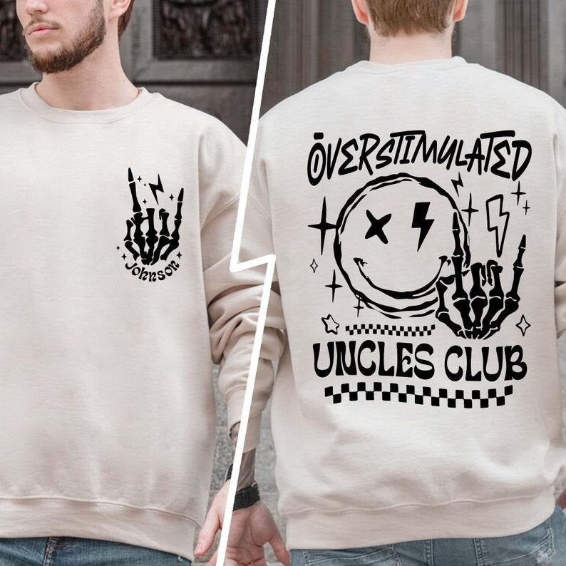 Overstimulated Uncles Club Shirt For Men, Uncle Shirt, Pregnancy Announcement,Shirt for Uncle,Cool Uncle Shirt for New...