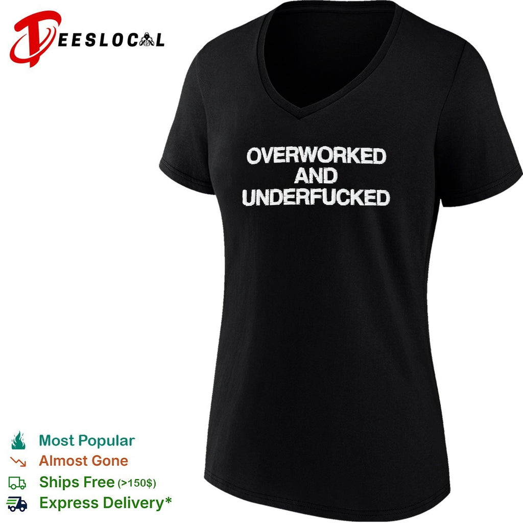 Overworked and underfucked embroidered patch text shirt