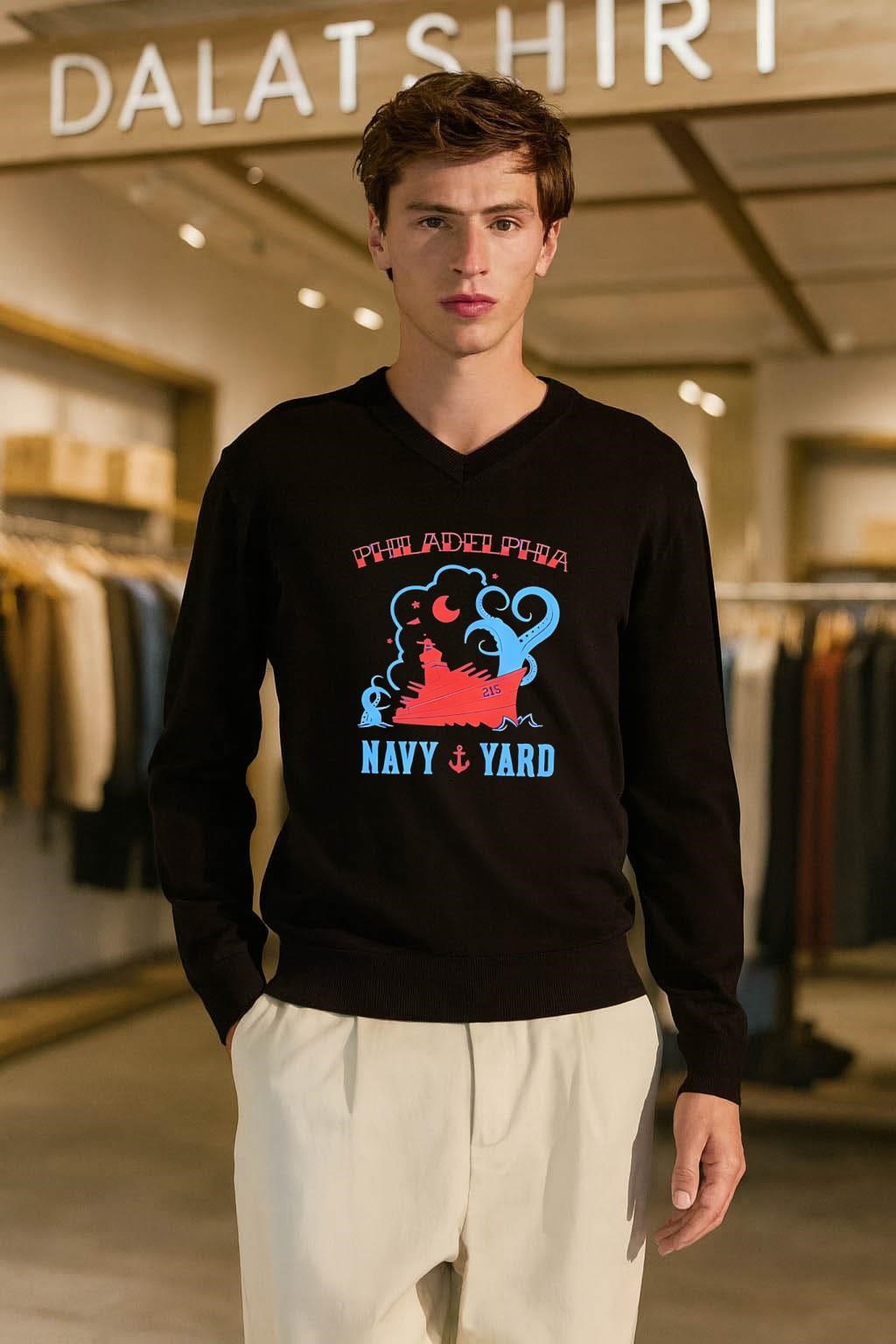 PHILADELPHIA NAVY YARD 215 Battleship and Kraken tentacles shirt